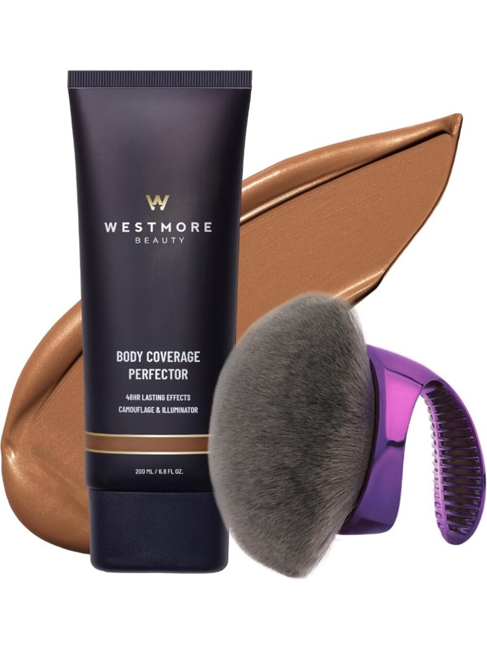 Waterproof Body Makeup & Brush - Leg Coverage, Tattoo Concealer, Golden Radiance